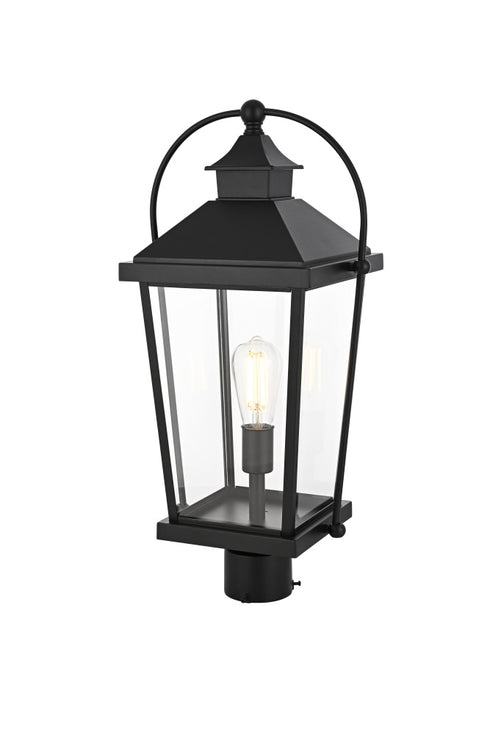 Elegant Lighting Luz 23 inch Outdoor Post light in Black in Black and Clear Finish Model: OD605P23BK