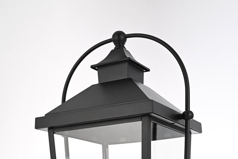 Elegant Lighting Luz 23 inch Outdoor Post light in Black in Black and Clear Finish Model: OD605P23BK