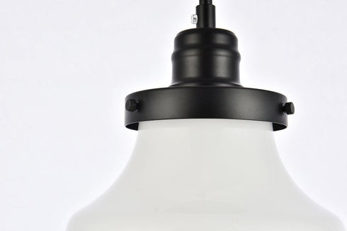 Elegant Lighting Lye Lyle 1 light Black and frosted white glass plug in pendant Model: LDPG6255BK