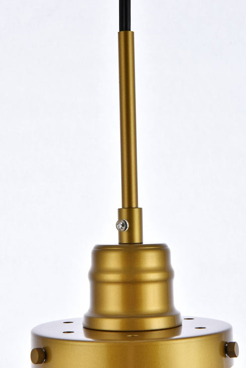 Elegant Lighting Lye Lyle 1 light Brass and frosted white glass plug in pendant Model: LDPG6257BR