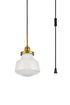 Elegant Lighting Lye Lyle 1 light Brass and frosted white glass plug in pendant Model: LDPG6257BR
