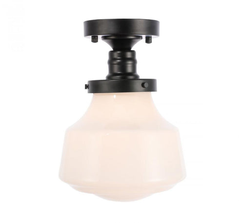 Elegant Lighting Lyle 1 light in Black and Clear seeded glass Flush mount Model: LD6240BK