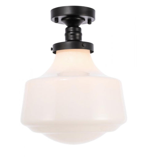 Elegant Lighting Lyle 1 light in Black and Clear seeded glass Flush mount Model: LD6240BK