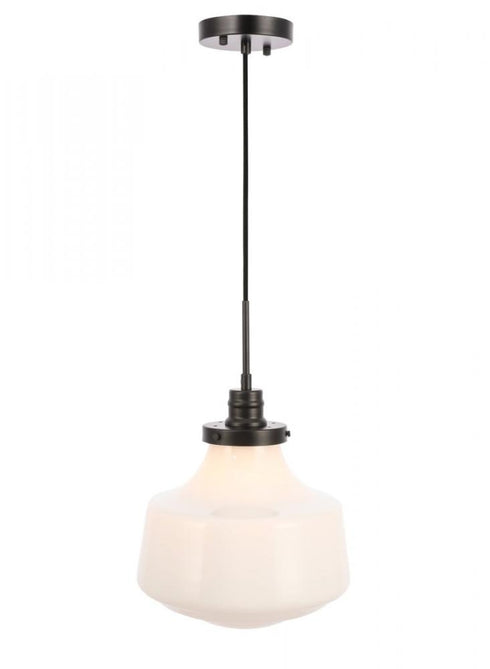 Elegant Lighting Lyle 1 light in Black and Clear seeded glass pendant Model: LD6252BK