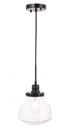 Elegant Lighting Lyle 1 light in Black and Clear seeded glass pendant Model: LD6252BK