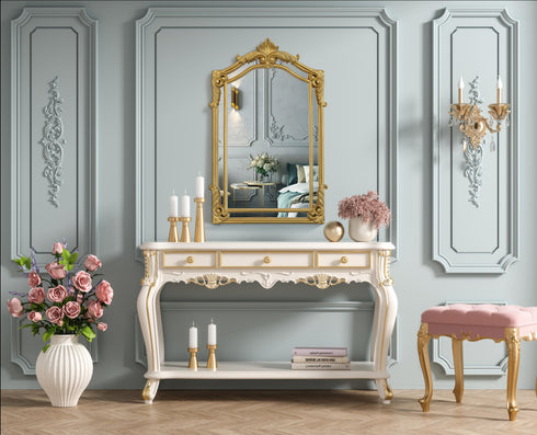 Elegant Lighting Madeline Wall mirror 28.5 Inch x36 Inch gold leaf Model: MR7A2936GF