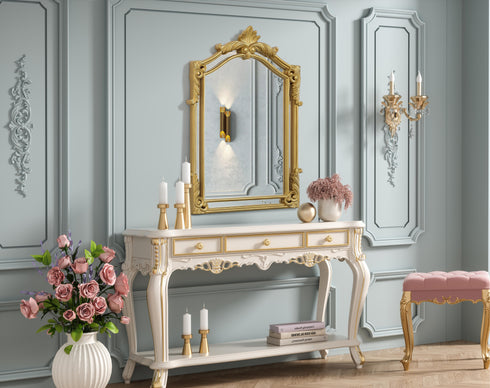 Elegant Lighting Madeline Wall mirror 28.5 Inch x42 Inch gold leaf Model: MR7A2942GF