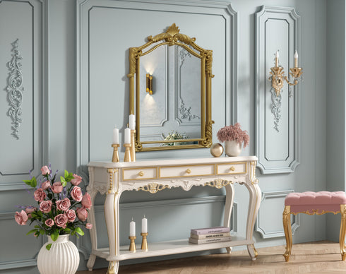Elegant Lighting Madeline Wall mirror 31.5 Inch x42 Inch gold leaf Model: MR7A3242GF