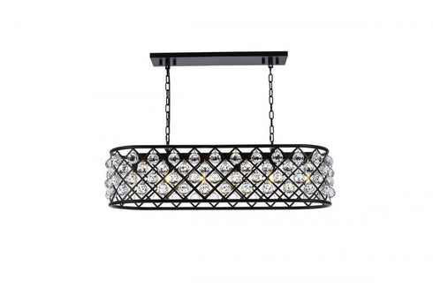 Elegant Lighting Madison 6 light in Matte Black Chandelier Golden Teak (Smoky) Royal Cut Crystal Model: 1216G40MB-GT/RC