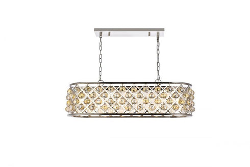 Elegant Lighting Madison 6 light in Matte Black Chandelier Golden Teak (Smoky) Royal Cut Crystal Model: 1216G40MB-GT/RC