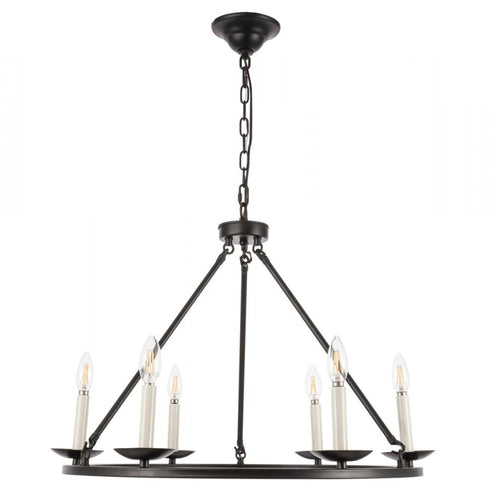 Elegant Lighting Maine 6 light in Black chandelier Model: LD6010D26BK