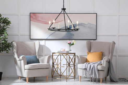 Elegant Lighting Maine 6 light in Black chandelier Model: LD6010D26BK