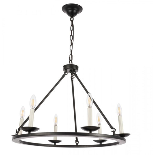 Elegant Lighting Maine 6 light in Black chandelier Model: LD6010D26BK