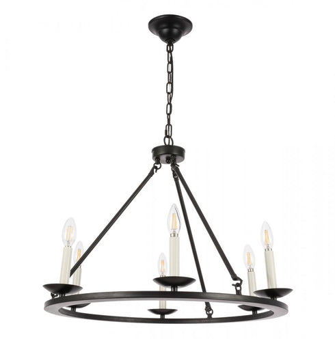 Elegant Lighting Maine 6 light in Black chandelier Model: LD6010D26BK