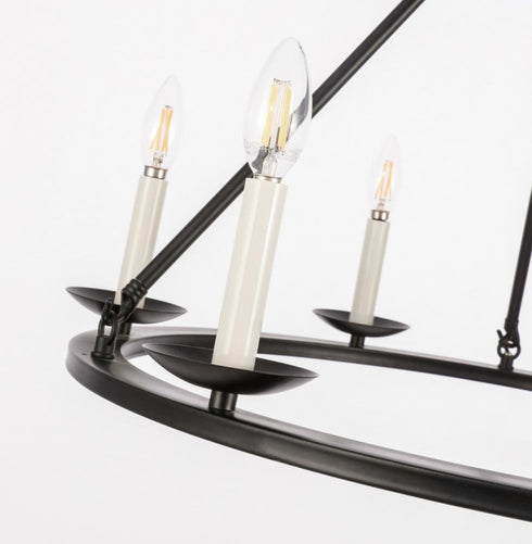 Elegant Lighting Maine 6 light in Black chandelier Model: LD6010D26BK
