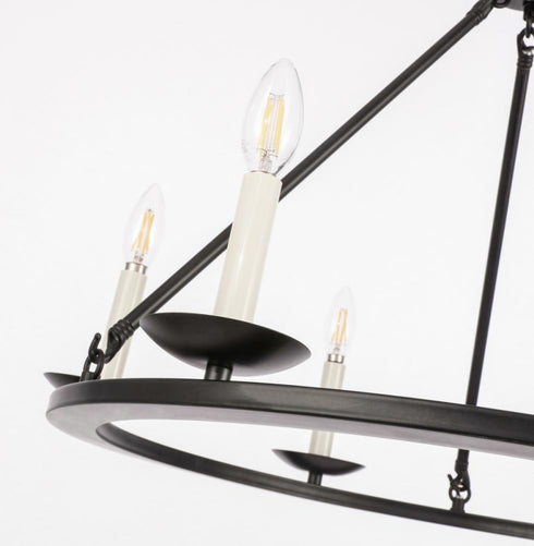 Elegant Lighting Maine 6 light in Black chandelier Model: LD6010D26BK