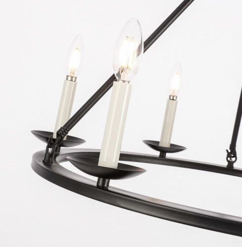 Elegant Lighting Maine 6 light in Black chandelier Model: LD6010D26BK
