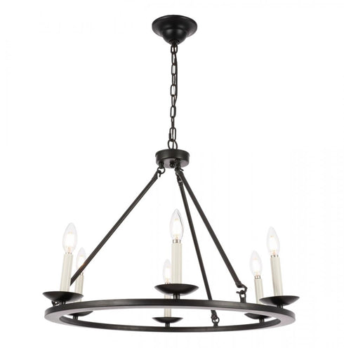 Elegant Lighting Maine 6 light in Black chandelier Model: LD6010D26BK