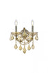 Elegant Lighting Maria Theresa 2 light in Chrome Wall Sconce Golden Teak (Smoky) Royal Cut Crystal Model: 2800W2C-GT/RC