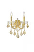 Elegant Lighting Maria Theresa 2 light in Chrome Wall Sconce Golden Teak (Smoky) Royal Cut Crystal Model: 2800W2C-GT/RC