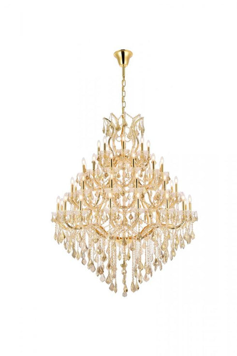Elegant Lighting Maria Theresa 49 light in Chrome Chandelier Golden Teak (Smoky) Royal Cut Crystal Model: 2800G46C-GT/RC