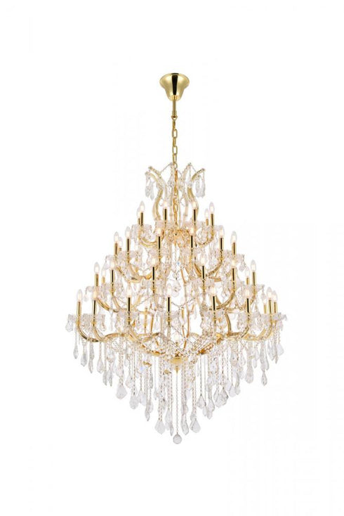 Elegant Lighting Maria Theresa 49 light in Chrome Chandelier Golden Teak (Smoky) Royal Cut Crystal Model: 2800G46C-GT/RC