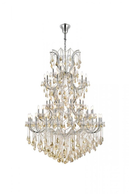 Elegant Lighting Maria Theresa 61 light in Chrome Chandelier Golden Teak (Smoky) Royal Cut Crystal Model: 2800G54C-GT/RC