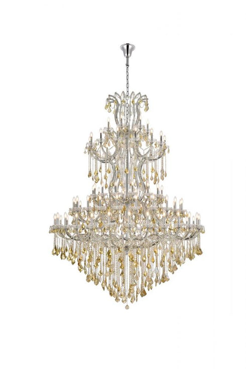 Elegant Lighting Maria Theresa 85 light in Chrome Chandelier Golden Teak (Smoky) Royal Cut Crystal Model: 2800G96C-GT/RC