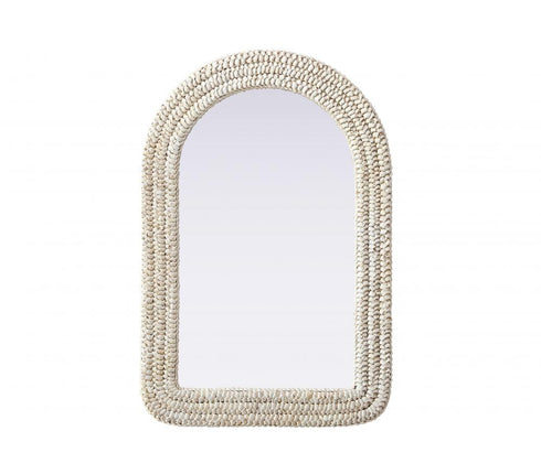 Elegant Lighting Marlowe Arch Cornhusk Mirror 24x36 Inch in Linen White Model: MR4G2436LN
