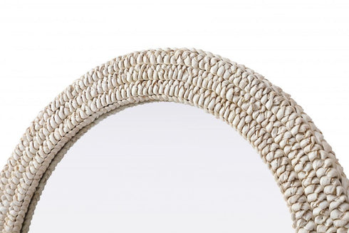 Elegant Lighting Marlowe Arch Cornhusk Mirror 30x36 Inch in Linen White Model: MR4G3036LN