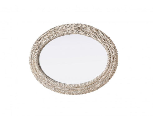 Elegant Lighting Marlowe Oval Cornhusk Mirror 24x36 Inch in Linen White Model: MR4C2436LN