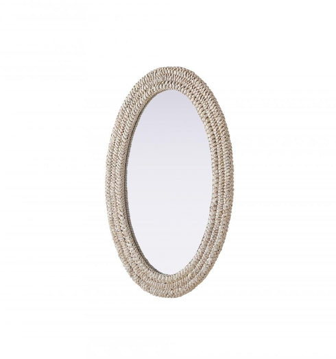 Elegant Lighting Marlowe Oval Cornhusk Mirror 24x36 Inch in Linen White Model: MR4C2436LN