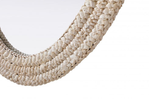 Elegant Lighting Marlowe Oval Cornhusk Mirror 24x36 Inch in Linen White Model: MR4C2436LN