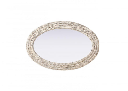 Elegant Lighting Marlowe Oval Cornhusk Mirror 24x36 Inch in Linen White Model: MR4C2436LN