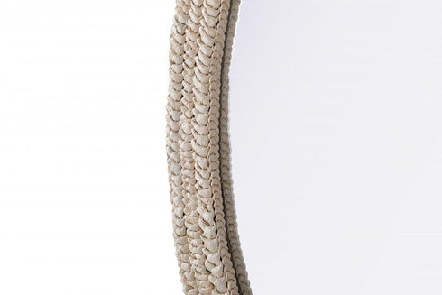 Elegant Lighting Marlowe Oval Cornhusk Mirror 24x36 Inch in Linen White Model: MR4C2436LN