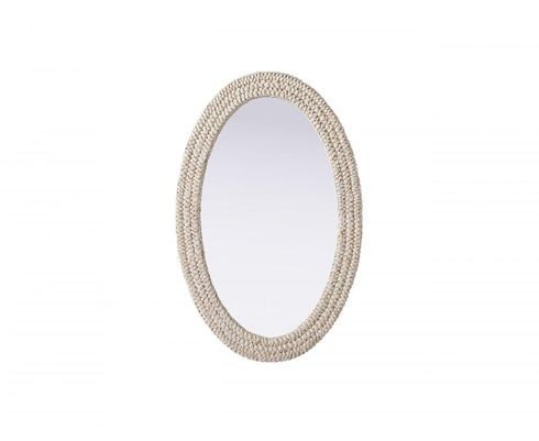 Elegant Lighting Marlowe Oval Cornhusk Mirror 27x42 Inch in Linen White Model: MR4C2742LN