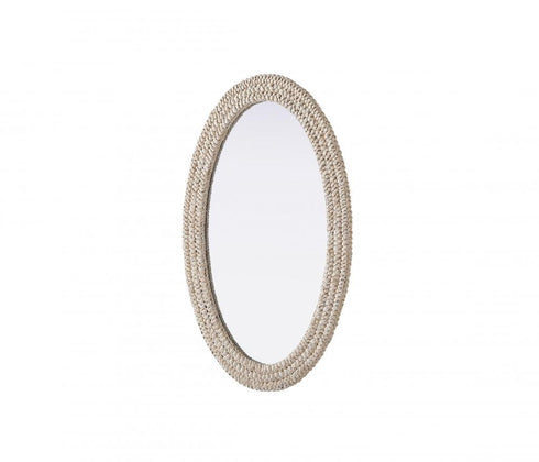 Elegant Lighting Marlowe Oval Cornhusk Mirror 27x42 Inch in Linen White Model: MR4C2742LN