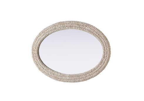 Elegant Lighting Marlowe Oval Cornhusk Mirror 27x42 Inch in Linen White Model: MR4C2742LN