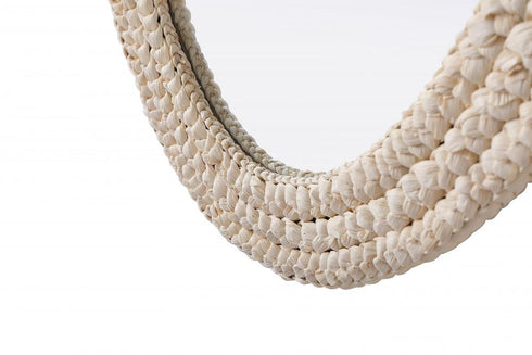 Elegant Lighting Marlowe Oval Cornhusk Mirror 27x42 Inch in Linen White Model: MR4C2742LN