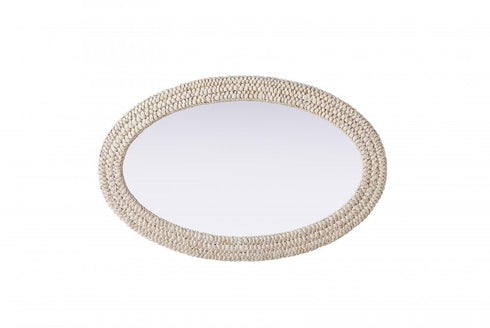 Elegant Lighting Marlowe Oval Cornhusk Mirror 27x42 Inch in Linen White Model: MR4C2742LN