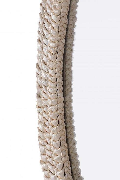 Elegant Lighting Marlowe Oval Cornhusk Mirror 30x36 Inch in Linen White Model: MR4C3036LN