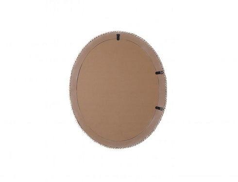 Elegant Lighting Marlowe Oval Cornhusk Mirror 30x36 Inch in Linen White Model: MR4C3036LN