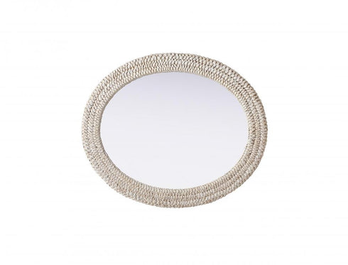 Elegant Lighting Marlowe Oval Cornhusk Mirror 30x36 Inch in Linen White Model: MR4C3036LN