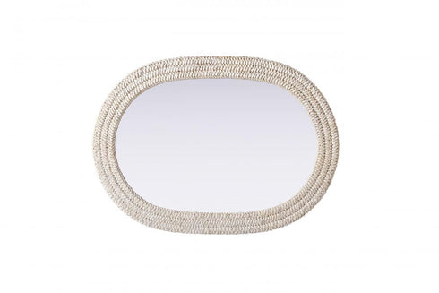 Elegant Lighting Marlowe Oval Cornhusk Mirror 30x42 Inch in Linen White Model: MR4C3042LN