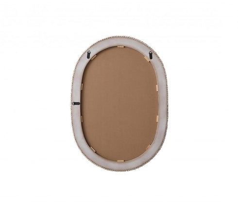 Elegant Lighting Marlowe Oval Cornhusk Mirror 30x42 Inch in Linen White Model: MR4C3042LN