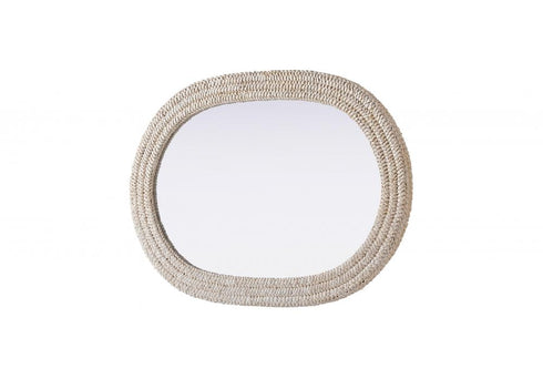 Elegant Lighting Marlowe Oval Cornhusk Mirror 30x42 Inch in Linen White Model: MR4C3042LN