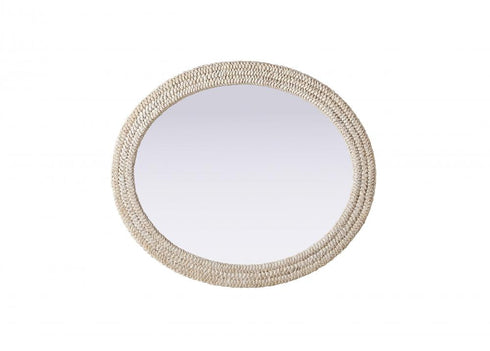 Elegant Lighting Marlowe Oval Cornhusk Mirror 36x42 Inch in Linen White Model: MR4C3642LN