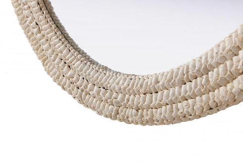 Elegant Lighting Marlowe Oval Cornhusk Mirror 36x42 Inch in Linen White Model: MR4C3642LN