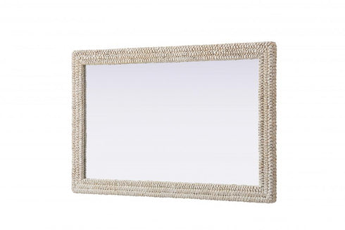 Elegant Lighting Marlowe Rectangle Cornhusk Mirror 35x55 Inch in Linen White Model: MR4A3555LN