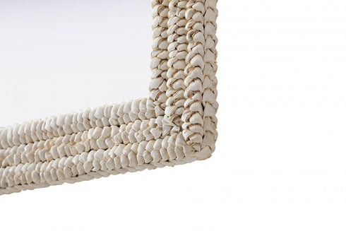 Elegant Lighting Marlowe Rectangle Cornhusk Mirror 36x36 Inch in Linen White Model: MR4A3636LN